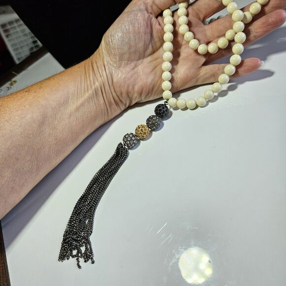 **Final Sale** Stella & Dot Revival Tassel Necklace Multi Tone Glass Vntg 36" - Picture 2 of 14